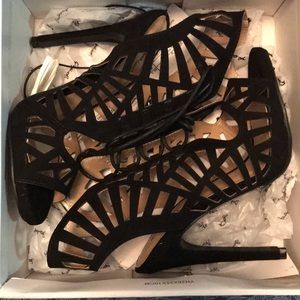 Bend New Black Suede Strappy Heels